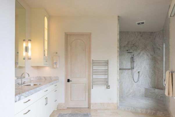 Bathroom, Glass Shower, Interior, Marble Walls
