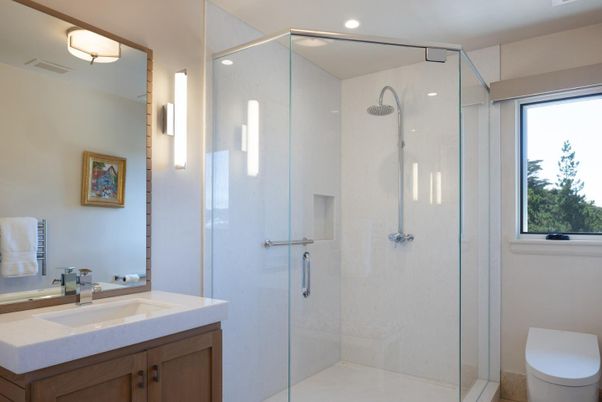 Bathroom, Glass Shower, Interior, Recessed Lighting