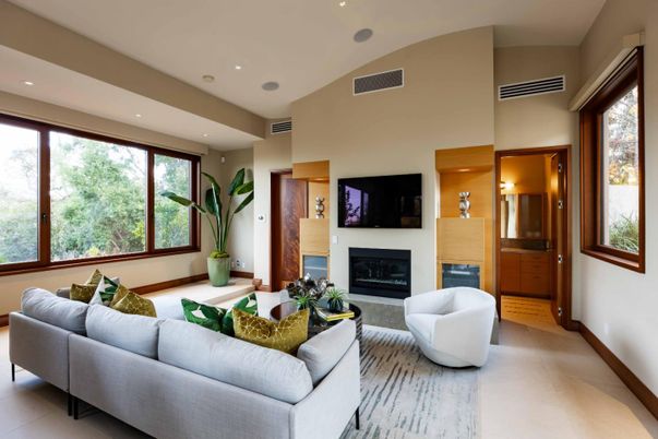 Fireplace, Interior, Living room, Recessed Lighting