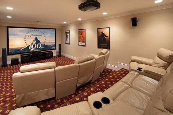 Home Theatre Room, Interior, Projection Screen, Recessed Lighting, Theatre Room