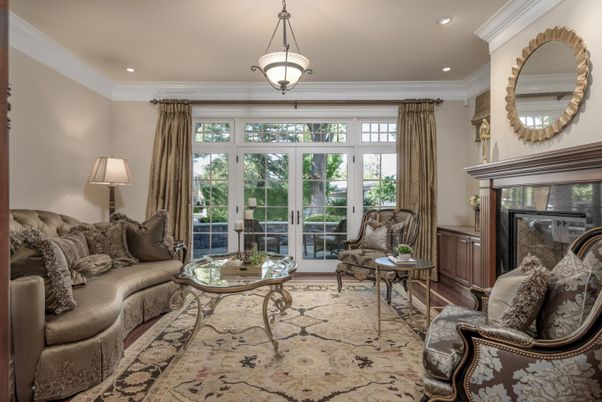 Fireplace, Interior, Living room, Pendant Lights, Recessed Lighting, Wood Texture Flooring