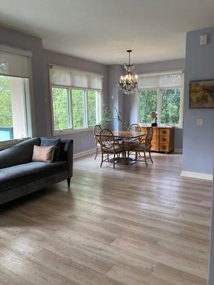 Chandelier, Dining room, Interior, Wood Texture Flooring