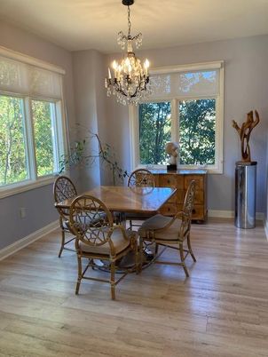 Chandelier, Dining room, Interior, Wood Texture Flooring