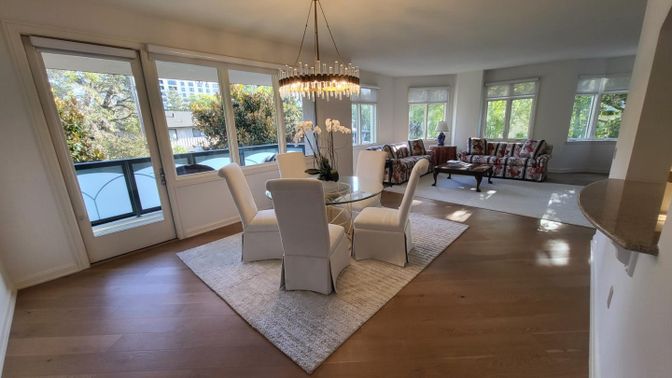 Dining room, Interior, Living room, Pendant Lights, Wood Texture Flooring