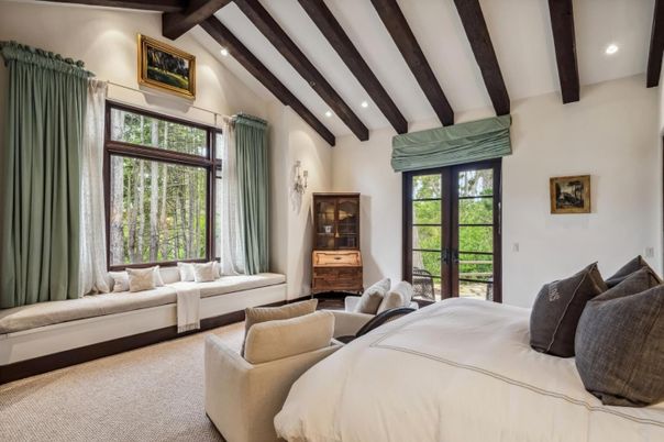 Bedroom, Interior, Recessed Lighting, Wooden Beams