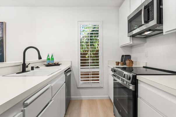 Interior, Kitchen, Stainless Steel Appliances, Wood Texture Flooring