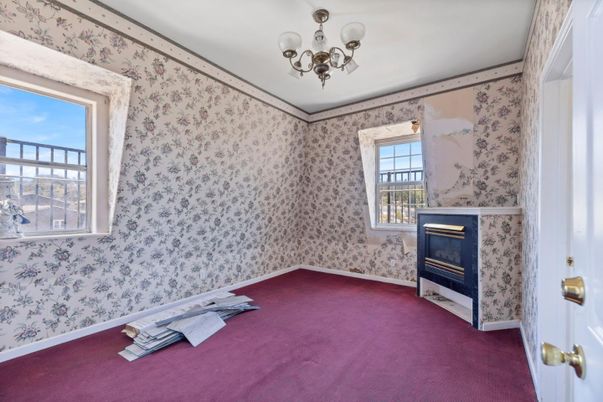 Chandelier, Empty room, Fireplace, Interior