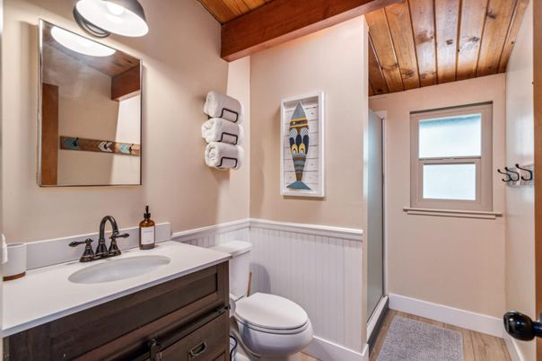 Bathroom, Interior, Wooden Beams, Wooden Ceilings, Wood Texture Flooring