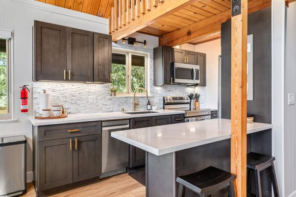 Interior, Kitchen, Stainless Steel Appliances, Wooden Beams, Wooden Ceilings, Wood Texture Flooring