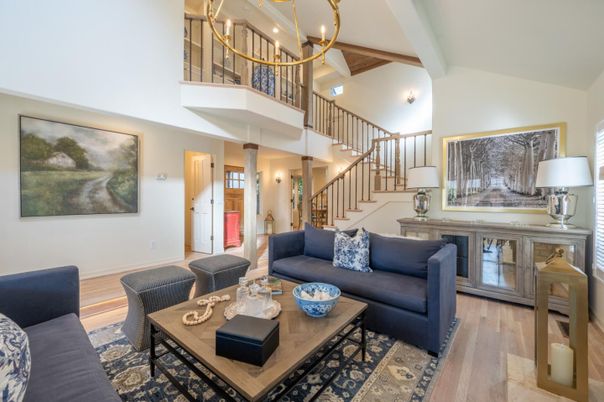 Interior, Living room, Recessed Lighting, Wooden Beams, Wood Texture Flooring
