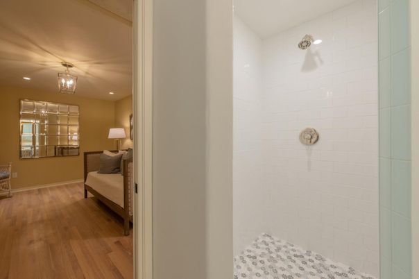 Bathroom, Interior, Recessed Lighting, Wood Texture Flooring