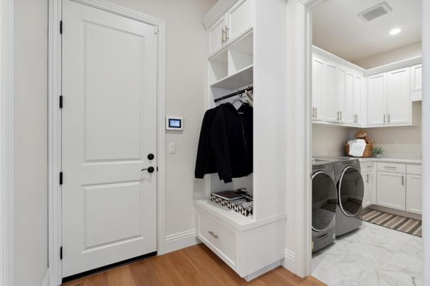 Interior, Marble, Recessed Lighting, Washer, Wood Texture Flooring