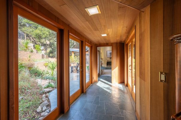 Fireplace, Interior, Recessed Lighting, Wooden Ceilings, Wooden Walls