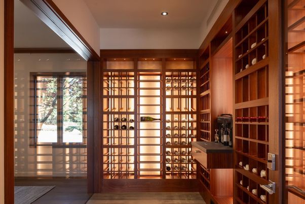 Interior, Recessed Lighting, Wine Storage, Wood Texture Flooring