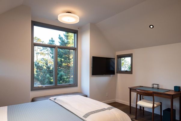 Bedroom, Home Office, Interior, Recessed Lighting, Wood Texture Flooring