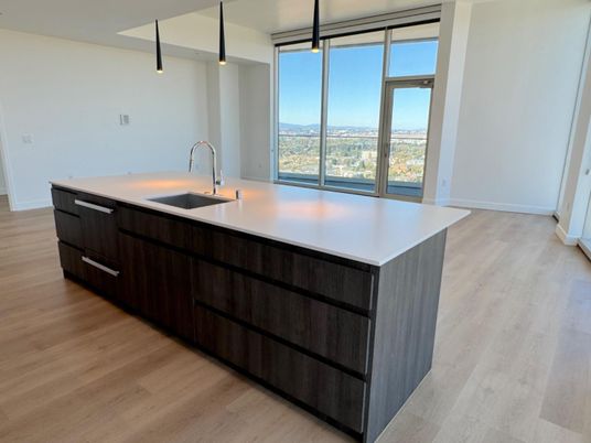 Interior, Kitchen, Pendant Lights, Wood Texture Flooring