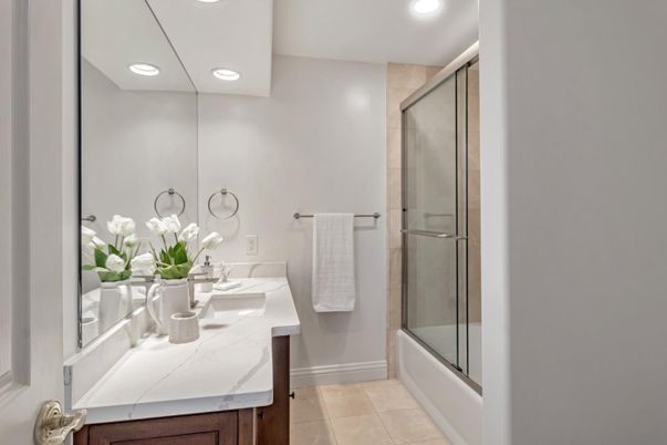 Bathroom, Glass Shower, Interior, Recessed Lighting