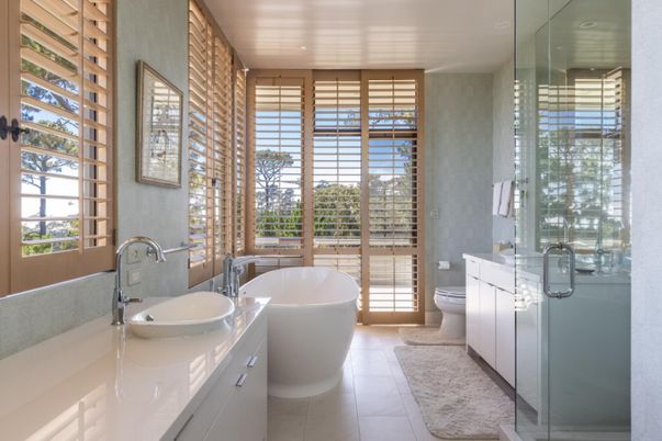 Bathroom, Dual Sink Vanities, Free Standing Baths, Glass Shower, Interior, Recessed Lighting