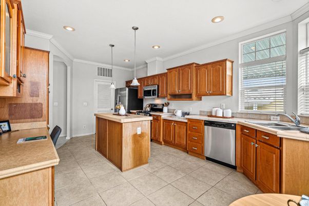 Interior, Kitchen, Pendant Lights, Recessed Lighting, Stainless Steel Appliances