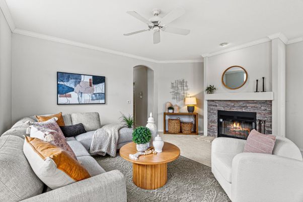 Fireplace, Interior, Living room, Recessed Lighting