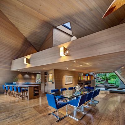 Dining room, Interior, Kitchen, Recessed Lighting, Wooden Ceilings, Wood Texture Flooring