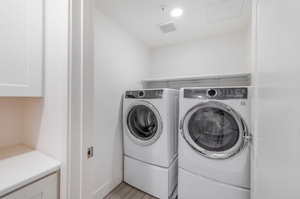 Interior, Recessed Lighting, Utility Closets, Washer, Wood Texture Flooring