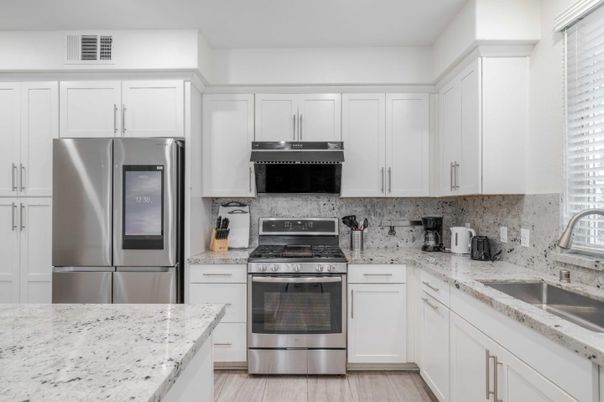Interior, Kitchen, Stainless Steel Appliances, Wood Texture Flooring