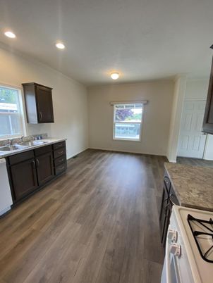 Interior, Kitchen, Recessed Lighting, Wood Texture Flooring