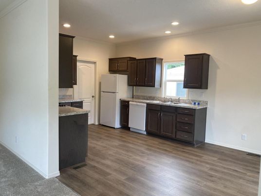 Interior, Kitchen, Recessed Lighting, Wood Texture Flooring