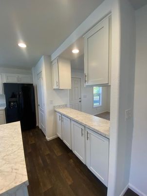 Interior, Kitchen, Recessed Lighting, Wood Texture Flooring