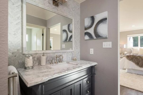 Bathroom, Interior, Recessed Lighting, Wood Texture Flooring