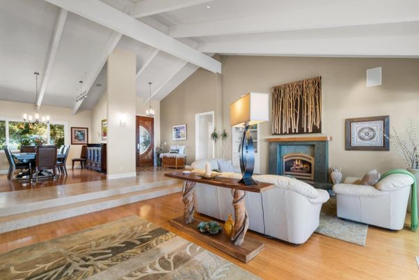 Dining room, Fireplace, Interior, Living room, Pendant Lights, Wood Texture Flooring