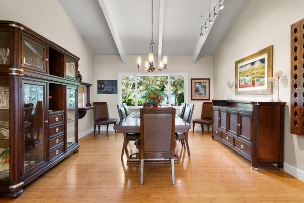 Chandelier, Dining room, Interior, Wood Texture Flooring