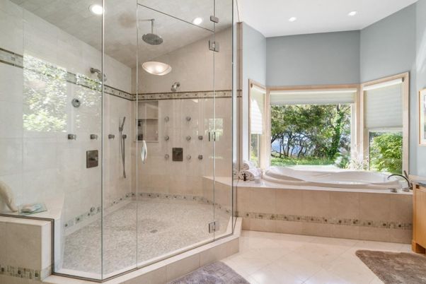 Bathroom, Glass Shower, Interior, Recessed Lighting