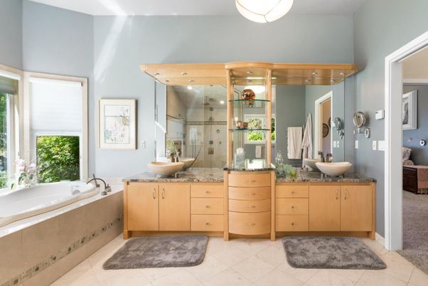 Bathroom, Dual Sink Vanities, Glass Shower, Interior