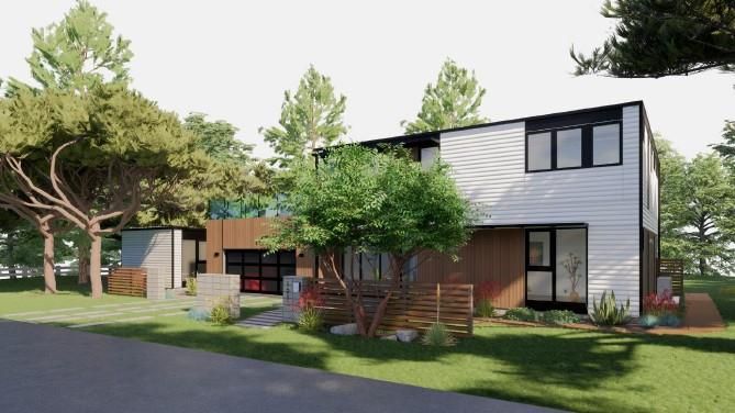 Attached, Backyard, Exterior, Facade, Modern
