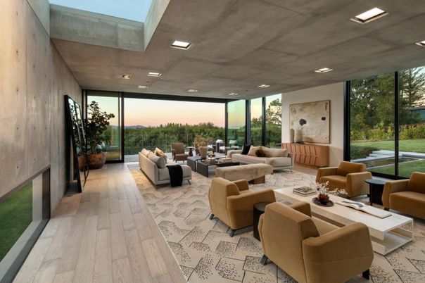 Interior, Living room, Recessed Lighting, Wood Texture Flooring