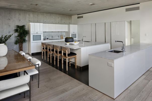 Interior, Kitchen, Recessed Lighting, Wood Texture Flooring