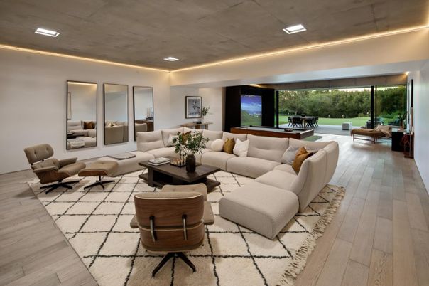 Game Room, Interior, Living room, Recessed Lighting, Wood Texture Flooring