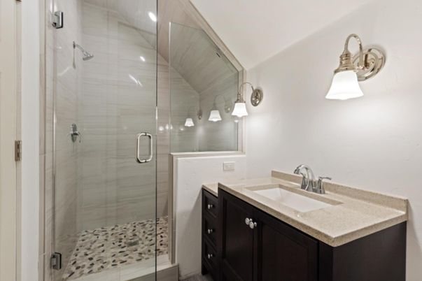 Bathroom, Glass Shower, Interior, Recessed Lighting