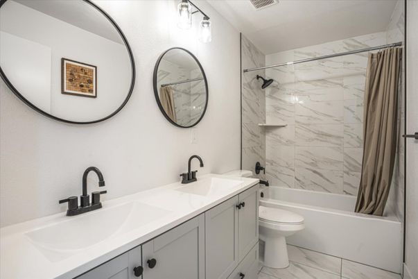 Bathroom, Dual Sink Vanities, Interior, Marble, Marble Walls