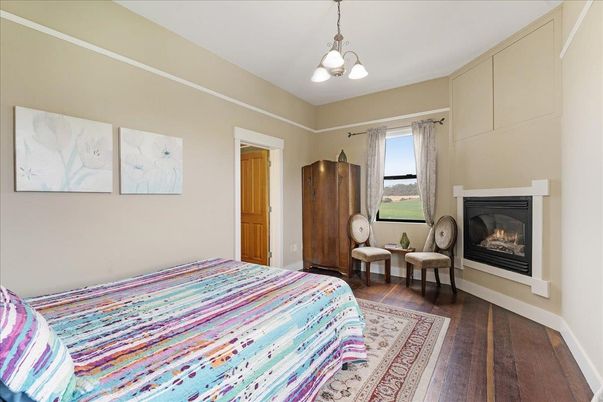 Bedroom, Fireplace, Interior, Wood Texture Flooring
