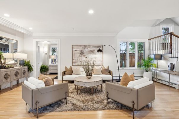 Interior, Living room, Recessed Lighting, Wood Texture Flooring