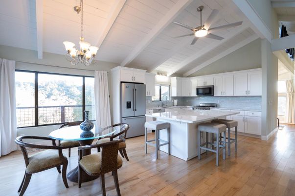 Chandelier, Dining room, Interior, Kitchen, Wood Texture Flooring