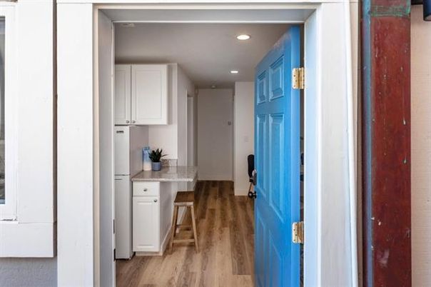 Interior, Kitchen, Recessed Lighting, Wood Texture Flooring