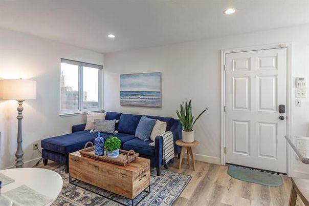 Interior, Living room, Recessed Lighting, Wood Texture Flooring
