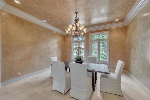Chandelier, Dining room, Interior, Recessed Lighting