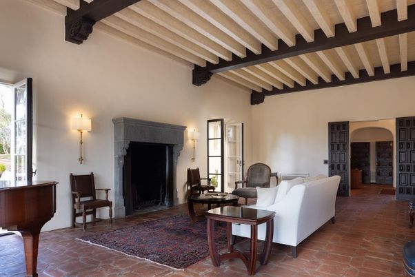 Fireplace, Interior, Living room, Piano, Wooden Beams