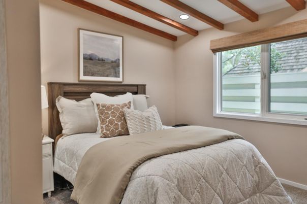 Bedroom, Interior, Recessed Lighting, Wooden Beams