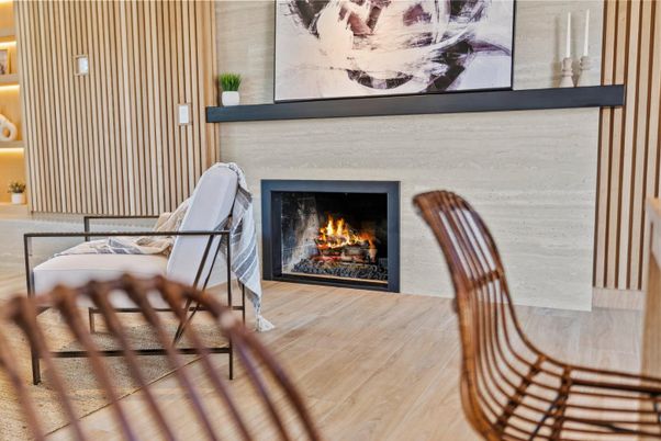 Fireplace, Interior, Wood Texture Flooring